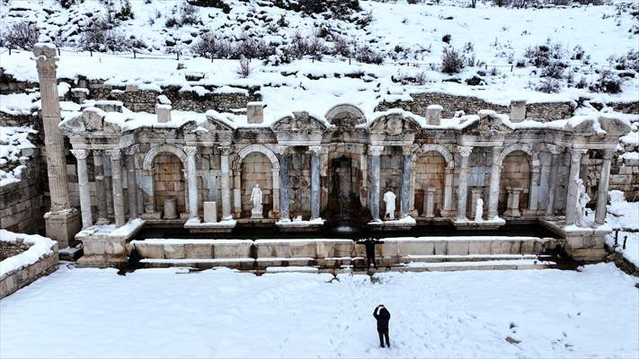 Sagalassos Antik Kenti kar yağışıyla beyaza büründü